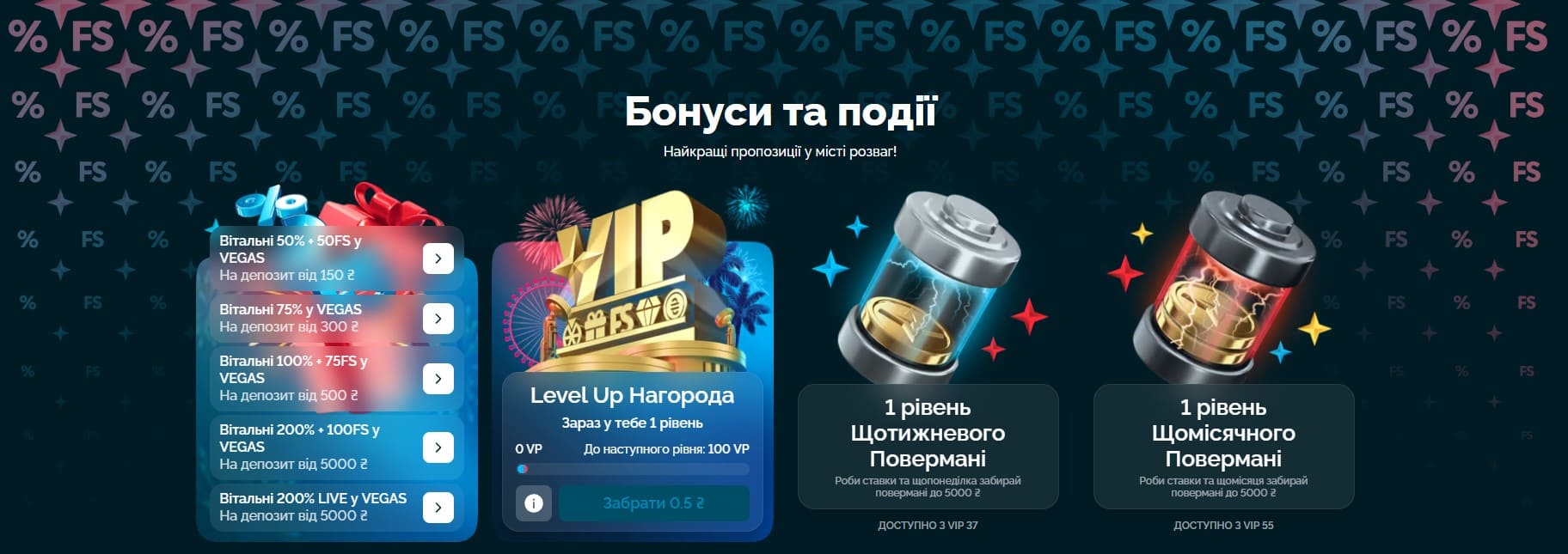 Бонуси від казино Vegas